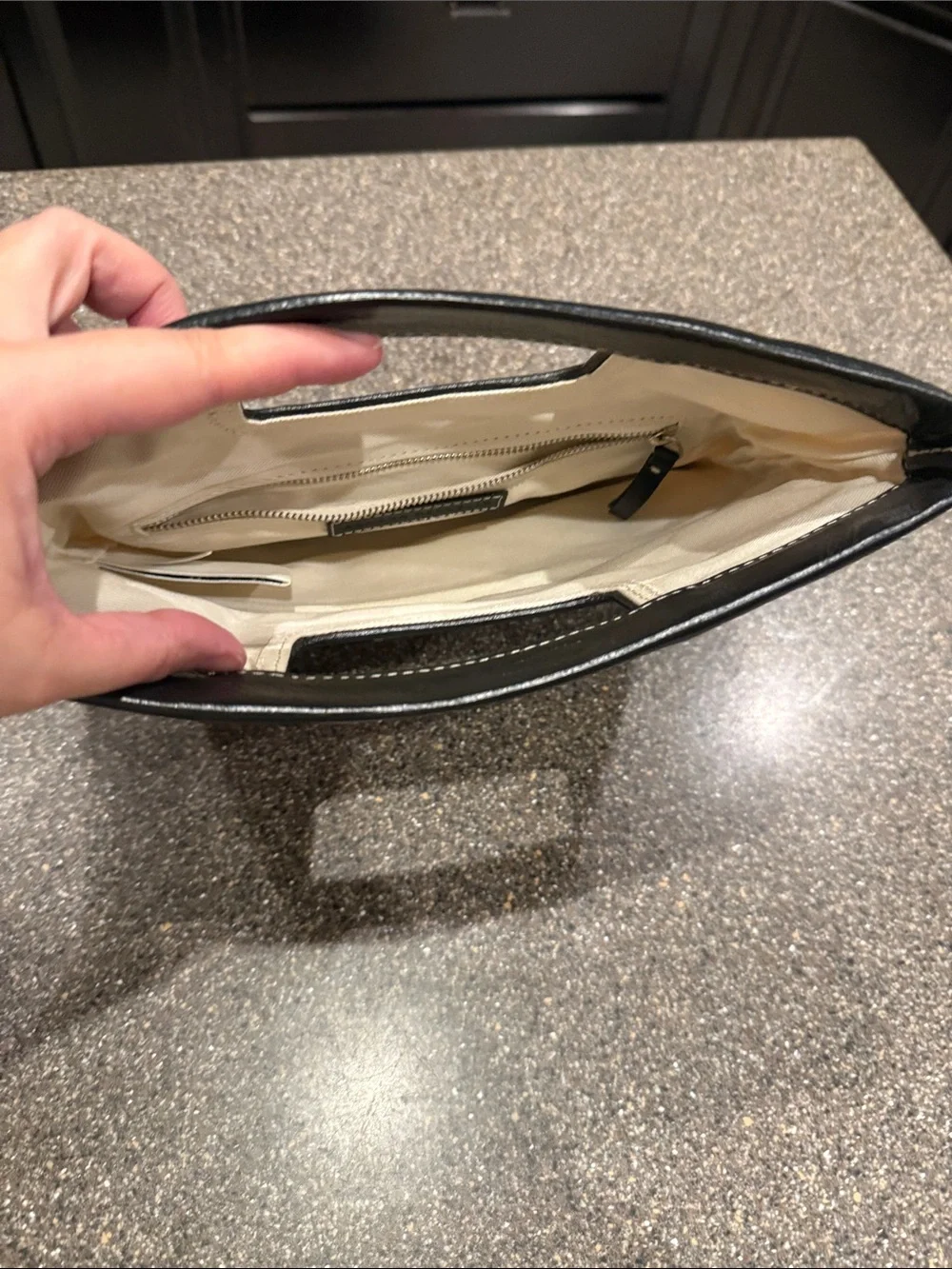 Banana Republic Black & Cream Plaid Top-Handle Clutch